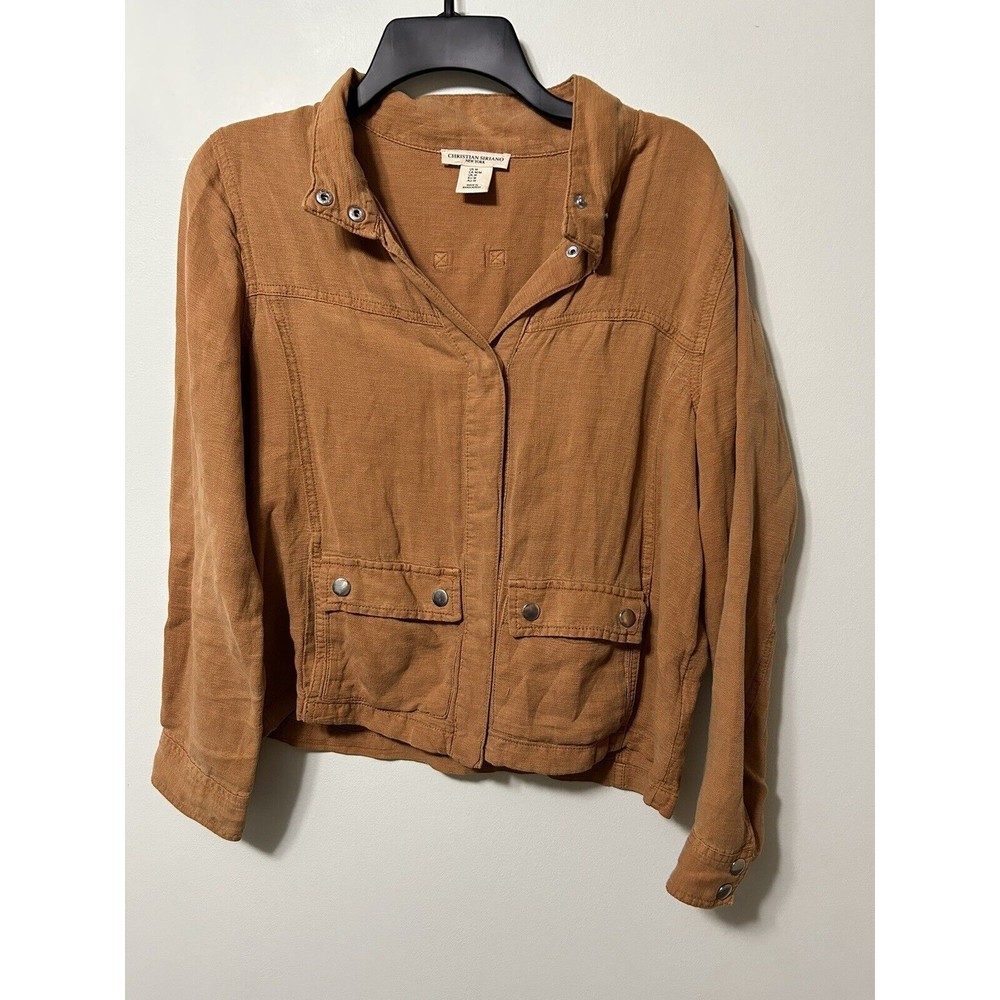 Christian Siriano New York Jacket Womens Medium Orange Brown Button Up Retro